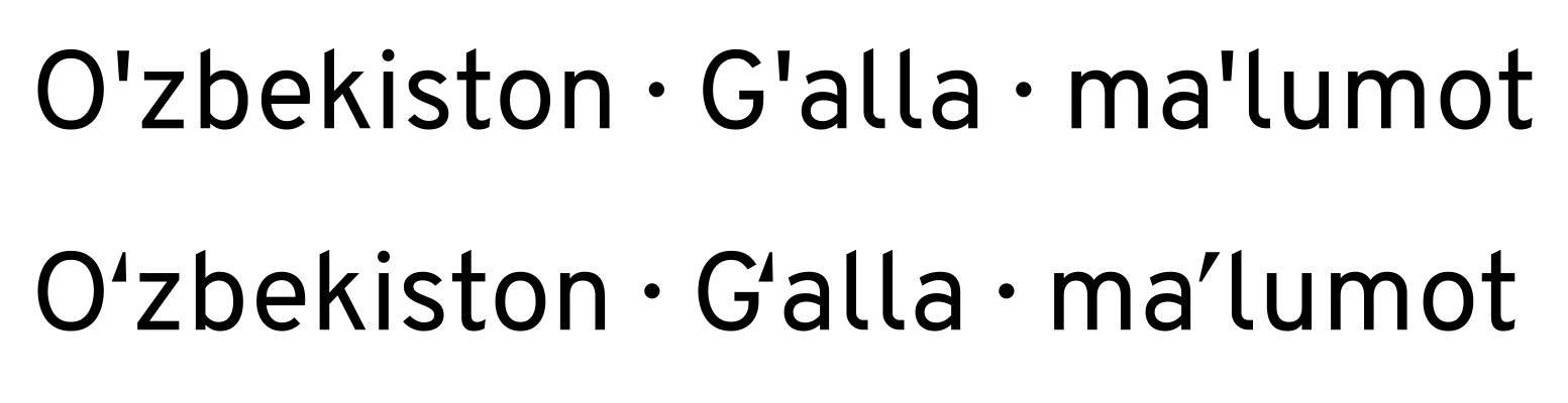 Almashtirishdan oldin va keyin toʻgʻri apostrof